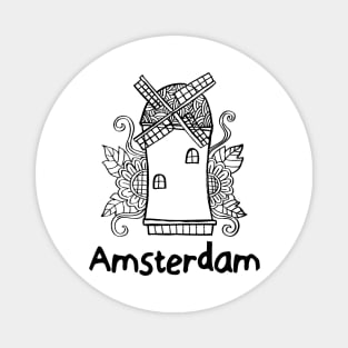 Windmill - Netherlands or Amsterdam symbol. Magnet